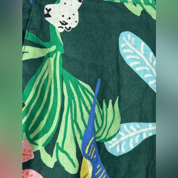Christian Siriano Linen Wide Leg Pants Tropical Jungle Print NWT Small Resort - Picture 10 of 14
